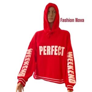 Fashion Nova Red "Perfect" Weekend Hoodie